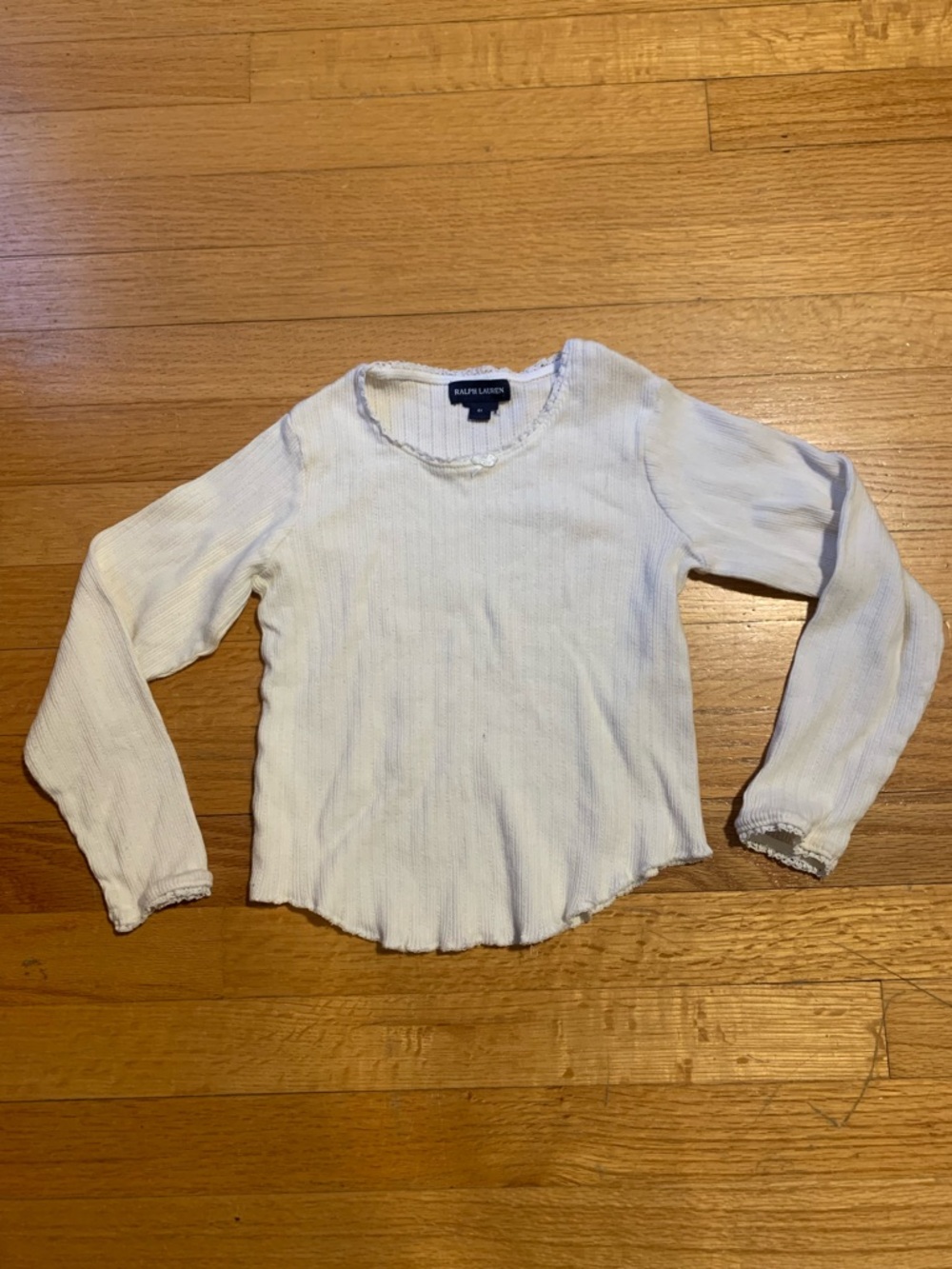 Ralph Lauren Long Sleeve Sweater Top Shirt White Girl's 6x